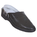 Сабо женские чёрны кожаные