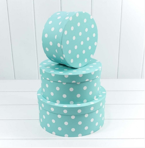 Коробки Круглые "Горох" Набор 3 шт. Бирюзовый