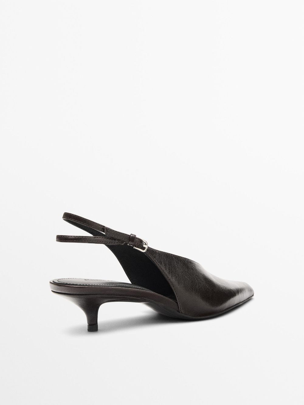 Massimo Dutti Кожаные мюли на высоком каблуке, коричневый