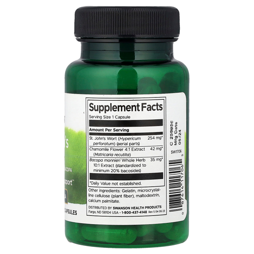 Swanson, зверобой с ромашкой и бакопой, 60 капсул