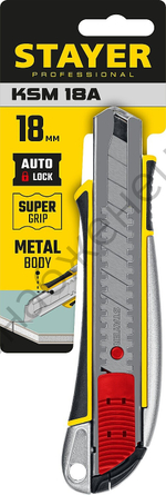 STAYER KSM-18A, 18 мм, металлический нож с автостопом, Professional (09143)