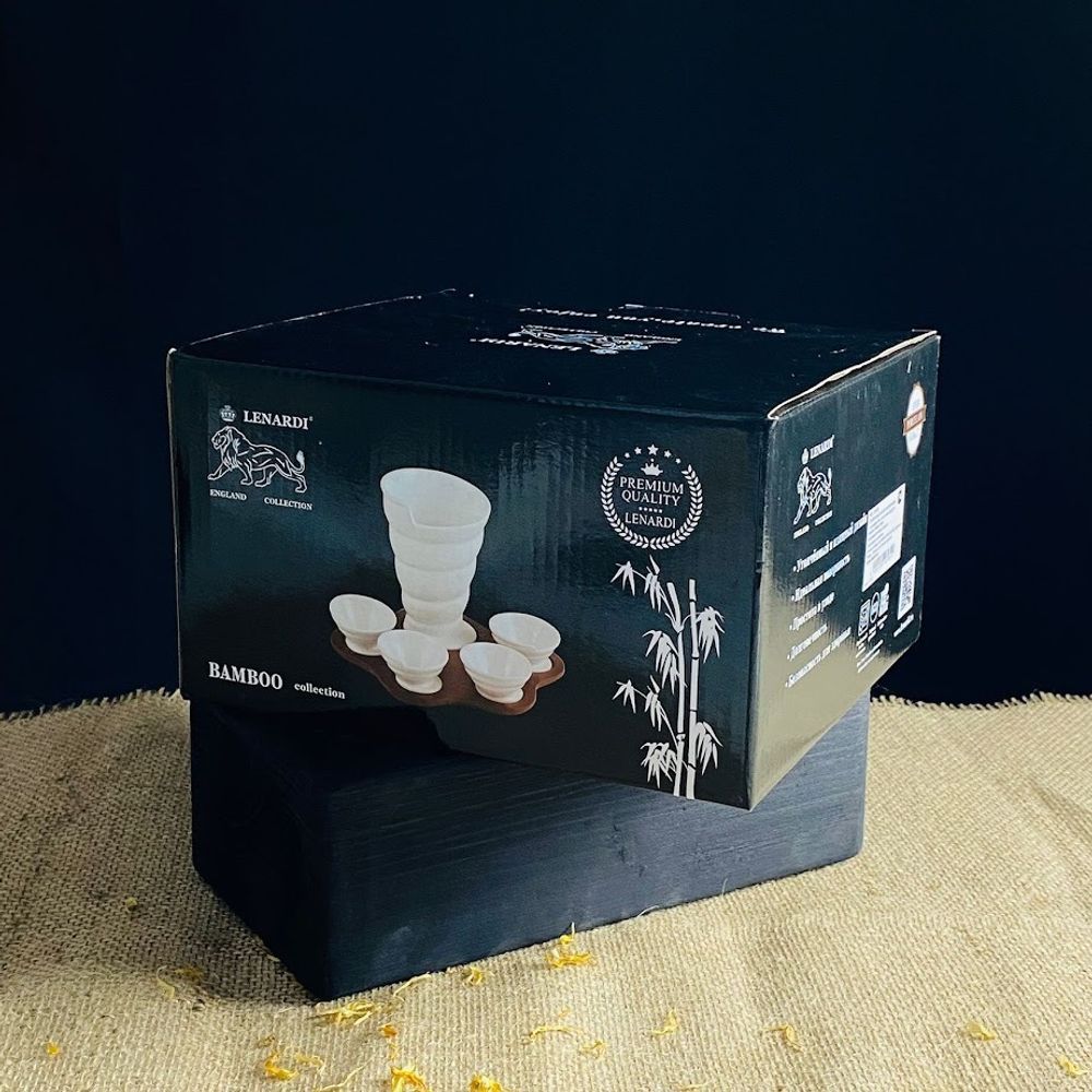 Lenardi 235-099 Блюдо для подачи картофеля фри с соусниками 5пр. на подставке TROPICAL в под.уп.(х8)Фарфор