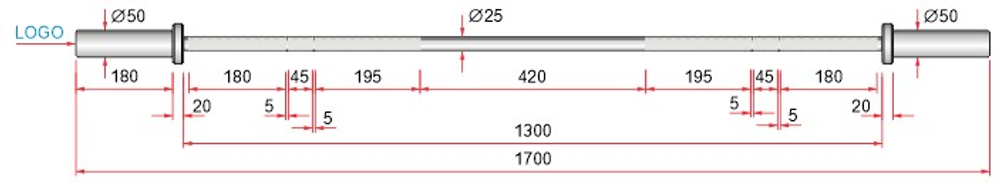 Гриф 10 кг JUNIOR max150 (хром)