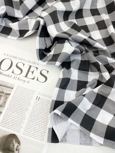 ЧЕРНО-БЕЛАЯ КЛЕТКА 185см - Кулирка 100% х/б карде (ОЗ59) УЦЕНКА!