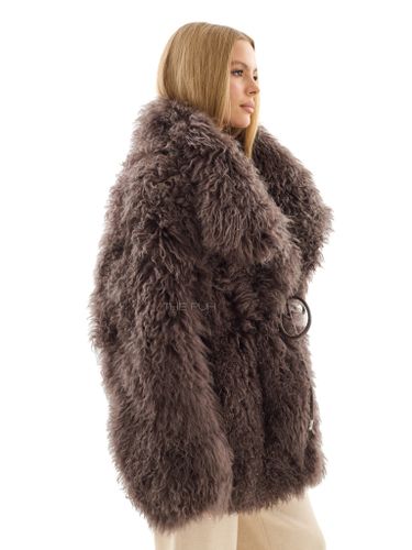 Шоколадная шуба из овчины калган