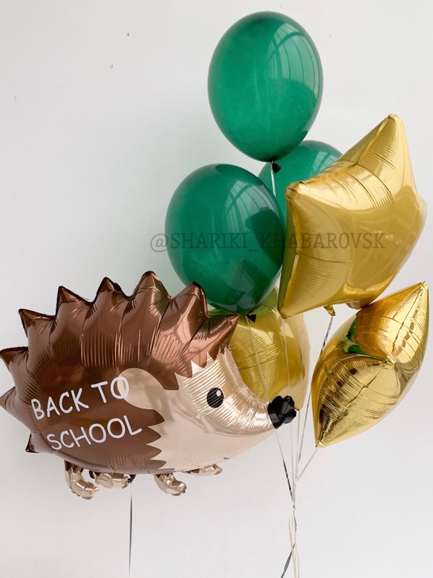 Воздушные шары на 1 сентября «Back to School» с ёжиком №1/4