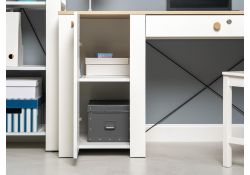 Письменный стол Джастин 12.154 126,2х54,8х75,3 белый шагрень / дуб белый exclusive