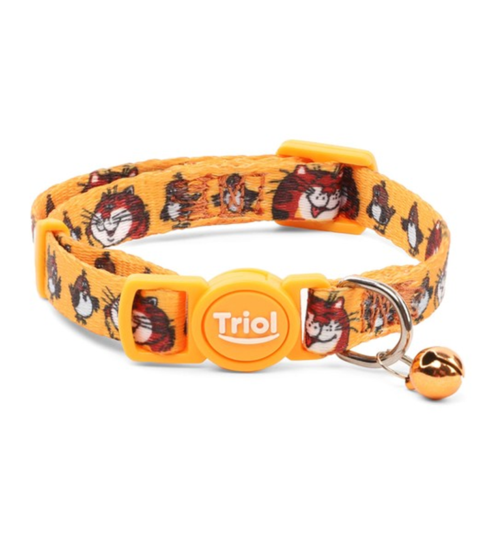 Triol СОЮЗМУЛЬТФИЛЬМ Ошейник нейлоновый с колокольчиком "Кот и воробьи" XS, оранжевый, 10*180-270мм