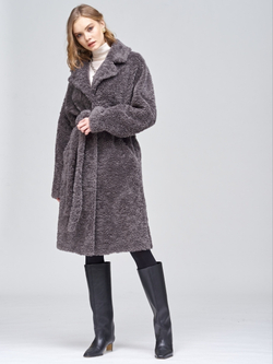 Шуба женская Чебурашка Тедди, графитовая, SilverFox