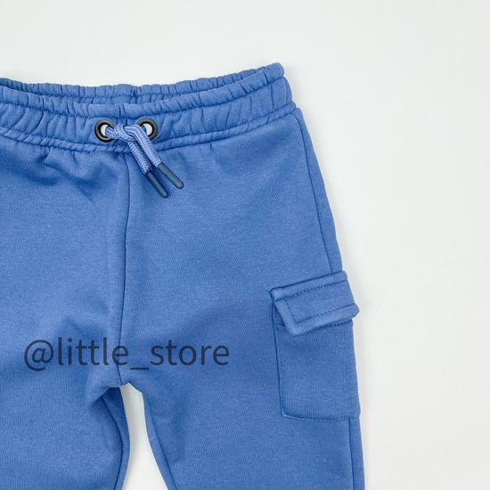 Джоггеры из футера с начесом, Синие