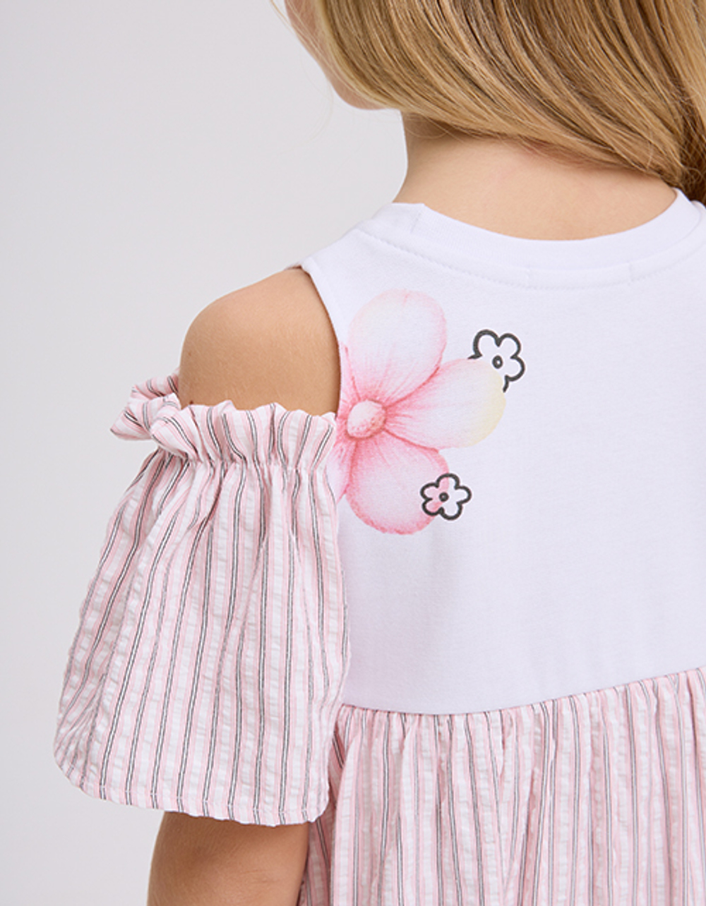 Платье сарафан розовое полоска