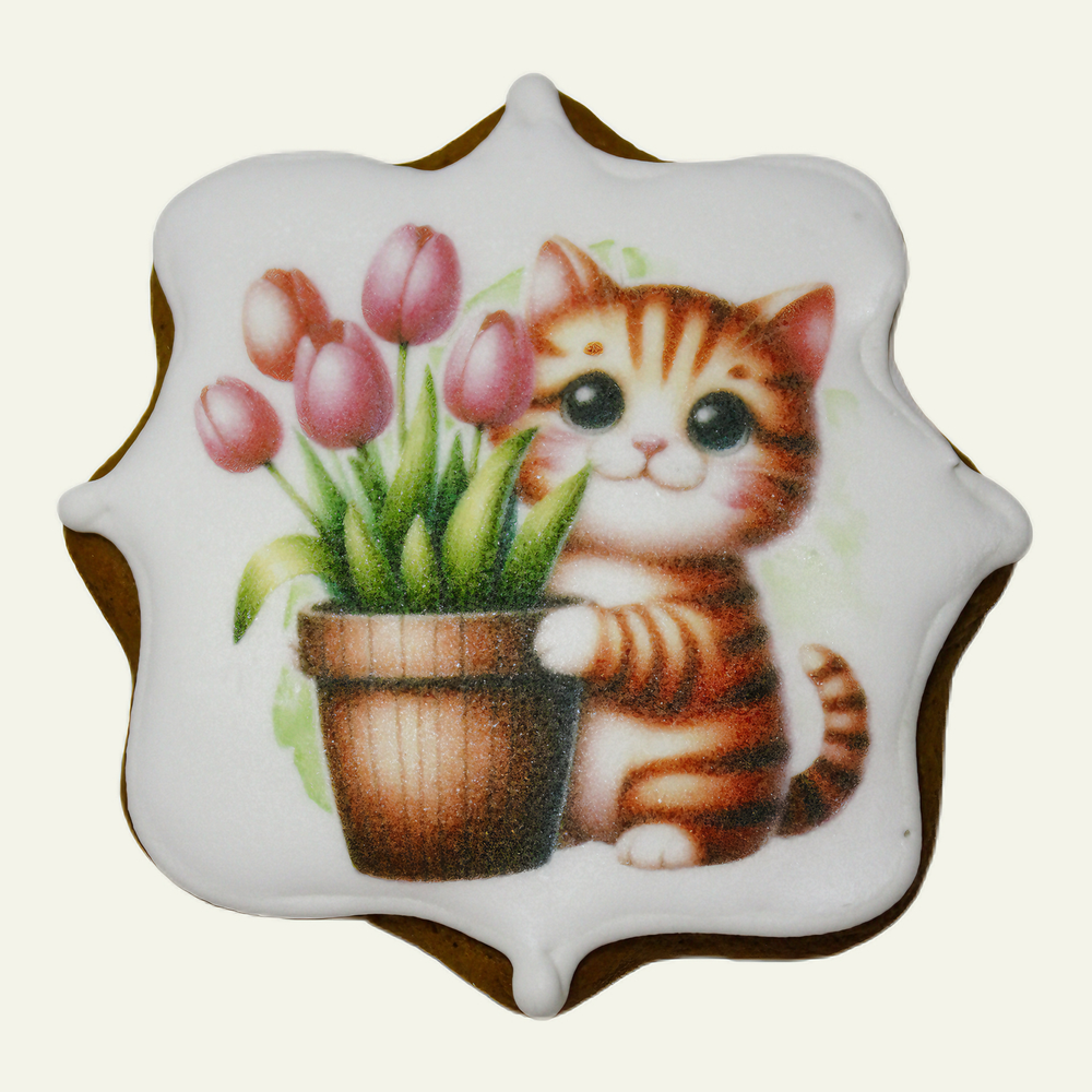 Пряник Котенок и цветы 30 гр