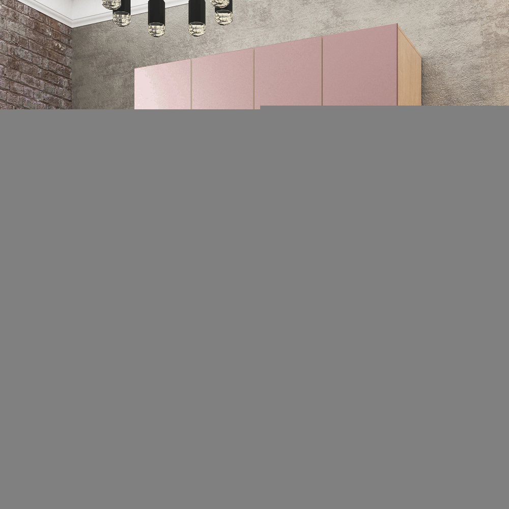 Шкаф Агератум МДФ четырехсекционный с антресолью Лайн бохо (0,27) А10017 матовая - Дуб Сонома 3025  240*45*260