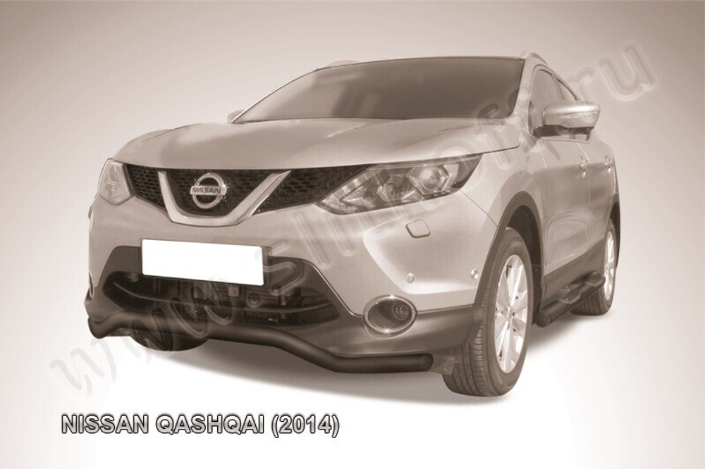 Защита переднего бампера (нержавейка) Nissan Qashqai (2013-2019) d57 волна (черный)