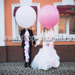 большие шары на свадьбу розовый и белый