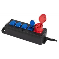 Удлинитель силовой ЭРА IND380-U-5e-5x2,5-10m-IP44 380В на каучуковой колодке 5 розеток 1xCEE 5P/4xSCHUKO 10м КГ 5x2,5 | Силовые удлинители