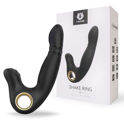 Черный вибромассажер Shake Ring - 16,8 см. (Цвет: черный)
