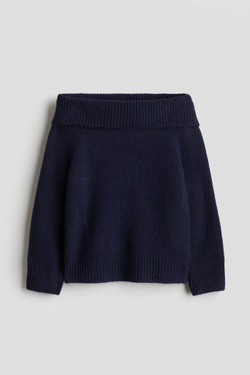 H&M Свитер с открытыми плечами, темно-синий