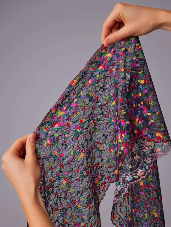 03-281 ОПТ Кружево эластичное 22 см, черный/мультиколор