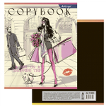 Тетрадь 36 л., А5, клетка, Alingar "Girls", скрепка, офсет, мелованный картон (стандарт), 5 дизайнов в пленке т/у