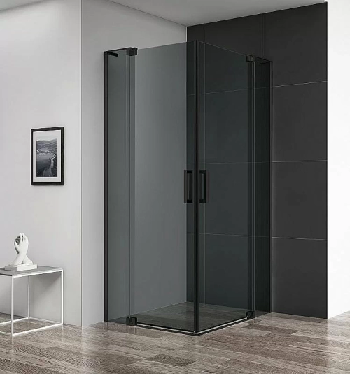 Душевой уголок Cezares Slider 90х70 SLIDER-AH-2-70/80-90/100-GRIGIO-NERO стекло серое тонированное/профиль черный матовый