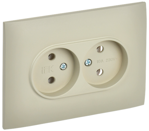 SKANDY Розетка 2-местная без заземления без защитных шторок 10А в сборе SK-R10B бежевый IEK