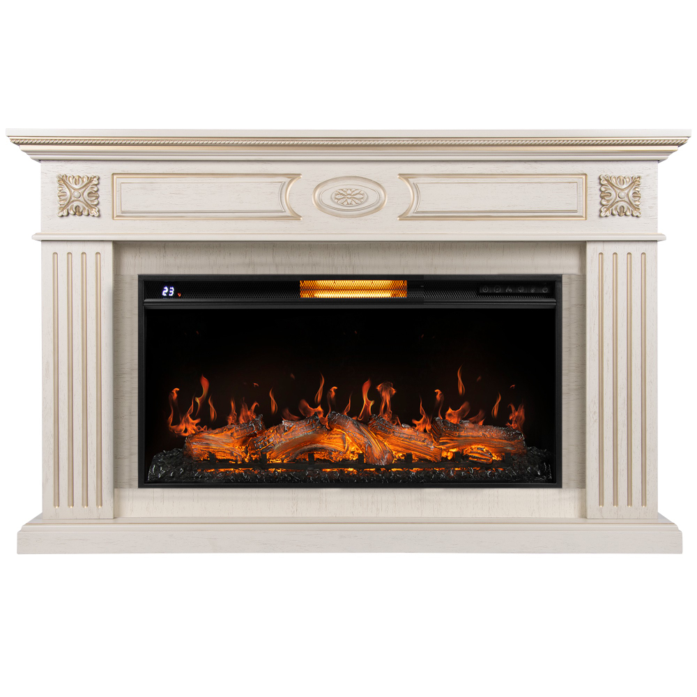 Каминокомплект: Очаг Royal Thermo Aurora RTFP/P-AR40LS, портал Siena 42/40/36, сл. кость с зол. пати