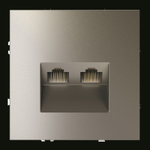 Розетка компьютерная встраиваемая VOLTUM S70 двойная RJ45+RJ45 кат.6, (шелк)