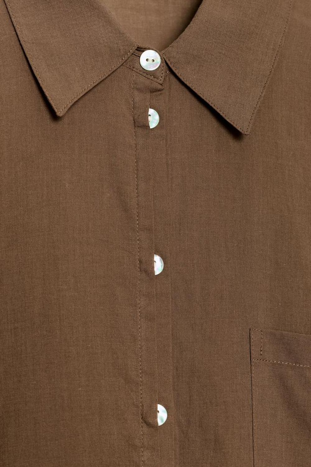 ZARA РУБАШКА ОВЕРСАЙЗ ИЗ ХЛОПКА, КОРИЧНЕВЫЙ