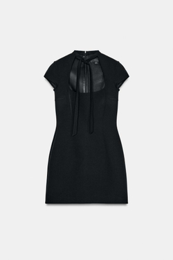 ZARA КОРОТКОЕ ПЛАТЬЕ С ЗАВЯЗКАМИ, ЧЕРНЫЙ