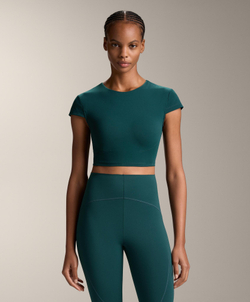 Oysho Топ Compressive с короткими рукавами, цвет морской волны