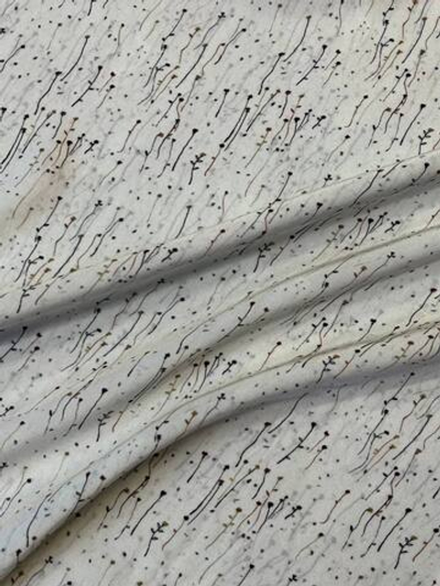 Шелк креп Miu Miu бежево-серый с мелким цветочным принтом