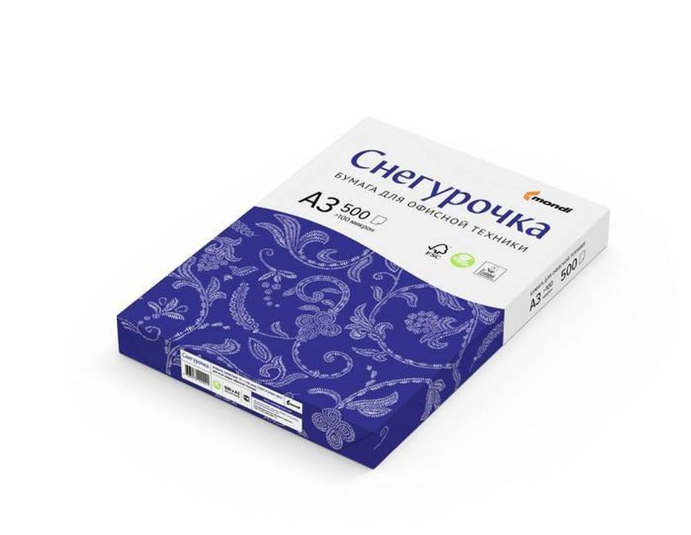Бумага офисная А3, 80 г/м2, 500 л., марка С, СНЕГУРОЧКА, Россия, 146% (CIE)