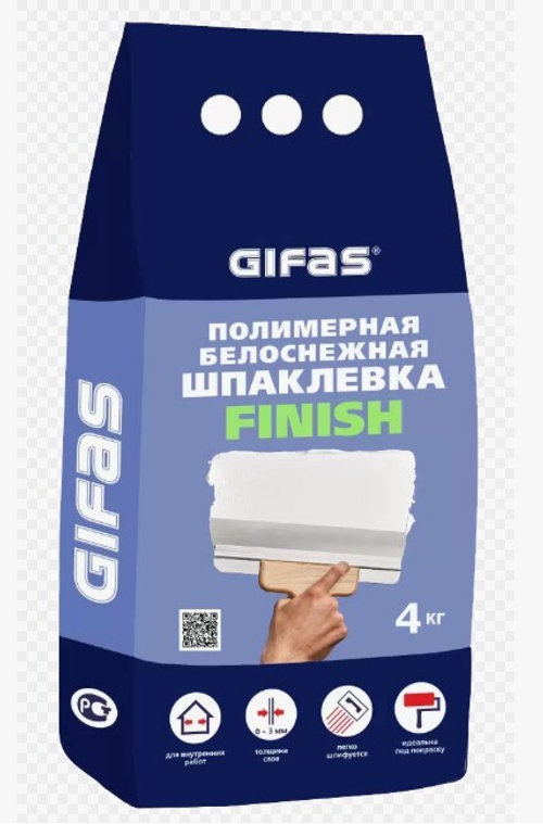 Шпатлевка белоснежная FINISH GIFAS 4кг