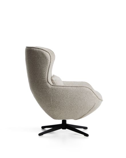 Поворотное кресло Sorile из бежевой синели и черной стали