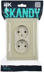 SKANDY Розетка 2-местная без заземления без защитных шторок для плоской вилки 10А SK-R03B стекло бежевый IEK
