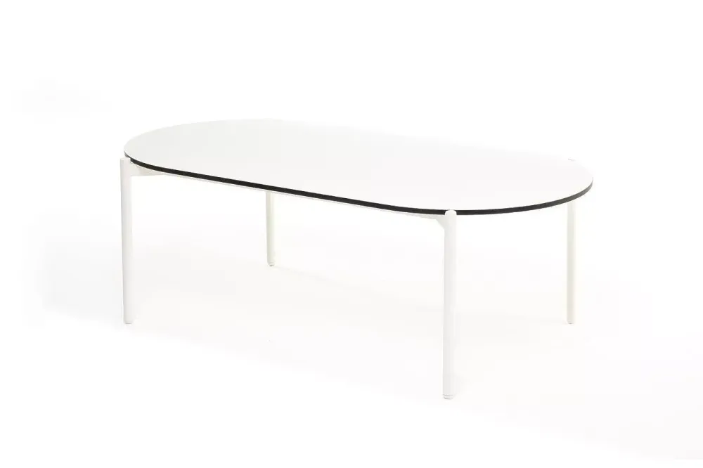 "Диего" журнальный стол из HPL 120х60 H40, каркас белый муар, цвет "молочный"