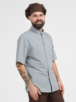 Серая мужская рубашка-китель "Мир" для повара и кондитера NVDesign