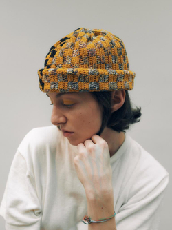 Шапка Jacob Cro Beanie Twins "Black/Mustard Melange"