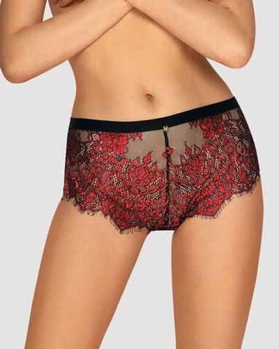 Соблазнительные высокие шортики Redessia (Размер: L-XL) (Цвет: черный с красным)