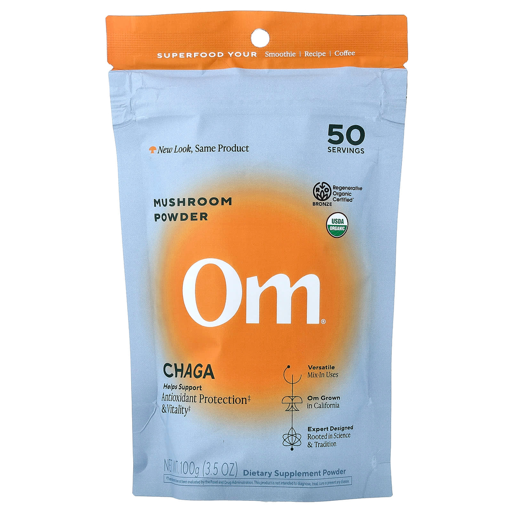 Om Mushrooms, грибной порошок, чага, 100 г (3,5 унции)