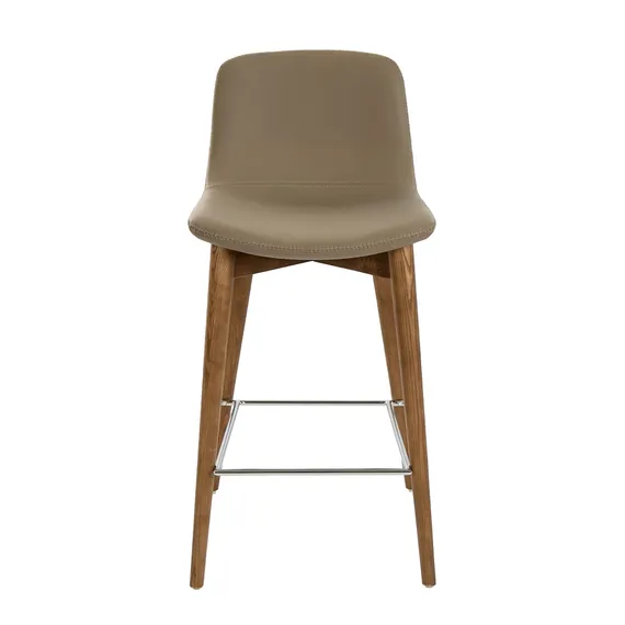 Барный стул Angel Cerda 4044, серая экокожа, орех