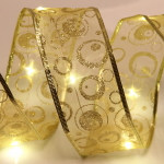 Гирлянда для дома ЛЕНТА ДЕКОРАТИВНАЯ «Морозные узоры» 2,0 м, 6 см (на батарейках), Золото (подсветка теплый белый)