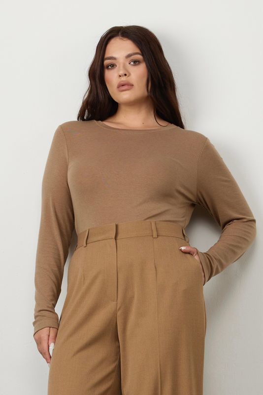 Лонгслив с шерстью мериноса, кэмел