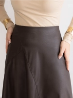 Юбка кожаная трапеция миди