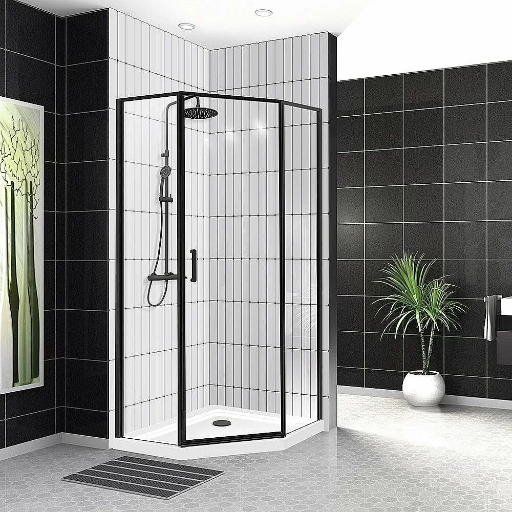 Душевой уголок BelBagno UNO-195-P-1-100-C-NERO 100х100 стекло прозрачное/профиль черный