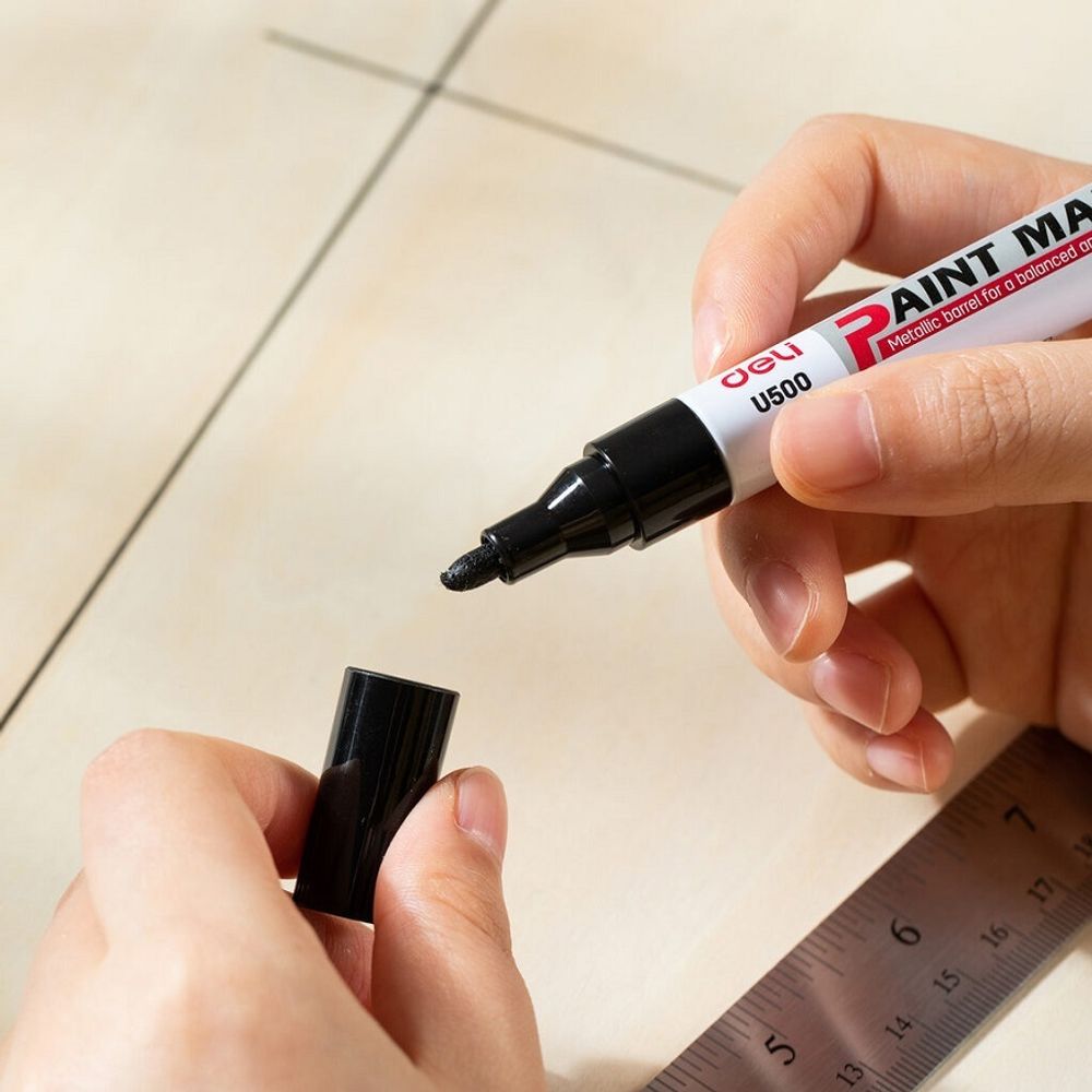 Набор Маркер-краска, 2мм, черный, нитро-основа, Deli, 2 шт