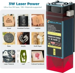 SCULPFUN C1 3 Вт Мини-лазерный гравировальный станок, высокая точность 0,04 мм, скорость до 10 000 мм/мин, подключаемый и работающий многофункциональный станок
