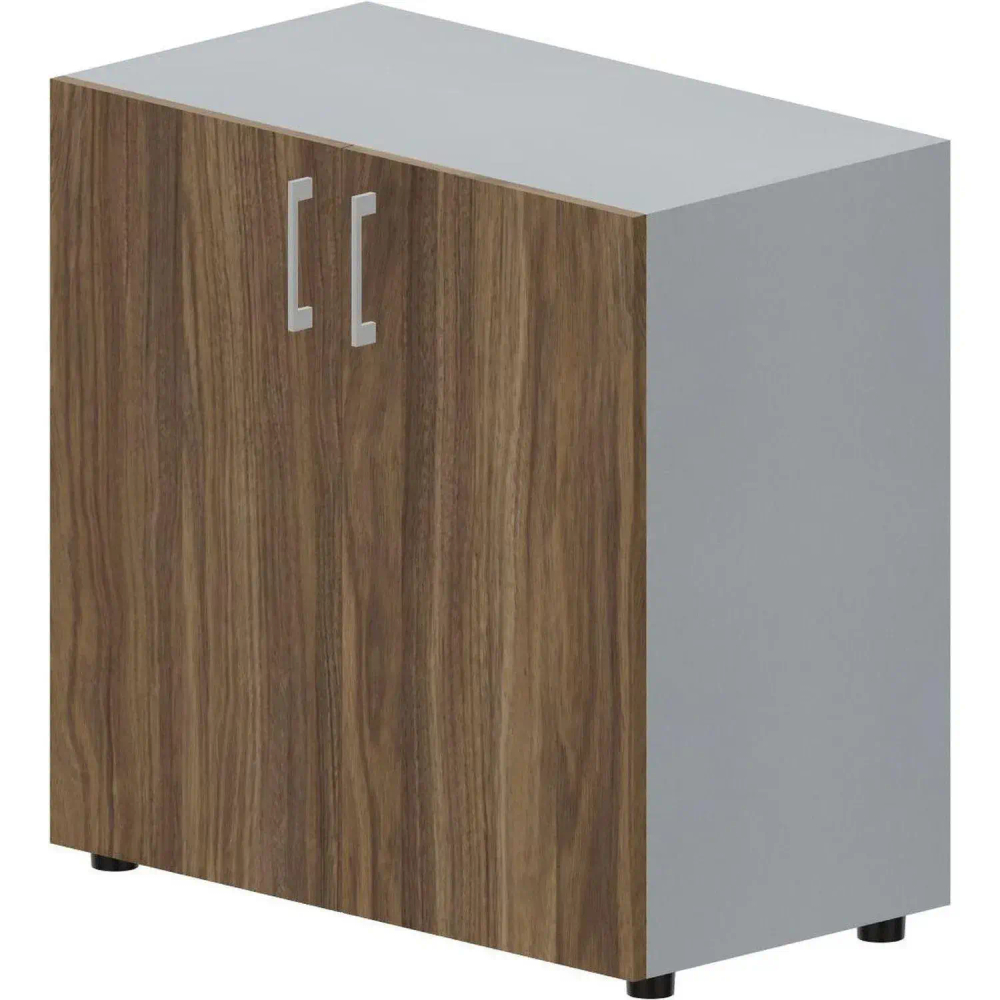 Шкаф Strike/Arena/Polo низкий закр Г44, ручки алюм Титан/Орех OMLS762TIWN