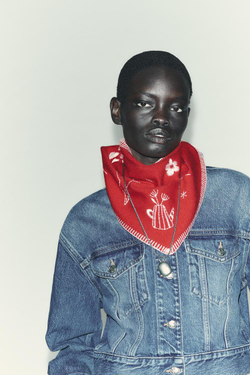 ZARA МАКСИ-БАНДАНА С ВЫШИВКОЙ, КРАСНЫЙ